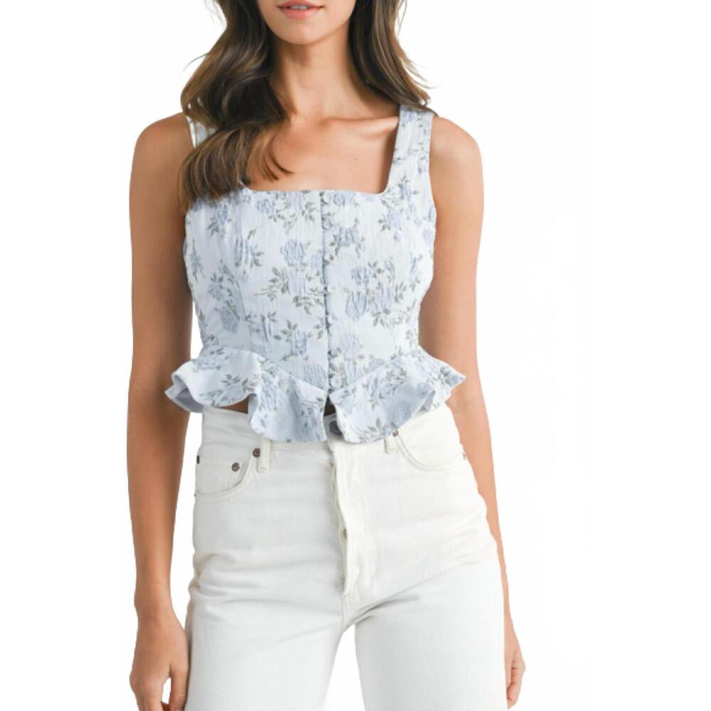 NEW VEDA nova floral peplum top in blue